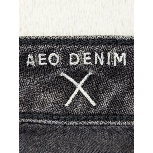 American Eagle sz 14 Super High Rise Shortie Shorts denim black cuffs 0155 - Picture 6 of 6